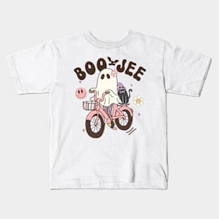 Funny Boo jee Vintage Halloween Design Groovy - Ghost Halloween Costume Present Idea For Girls Kids T-Shirt